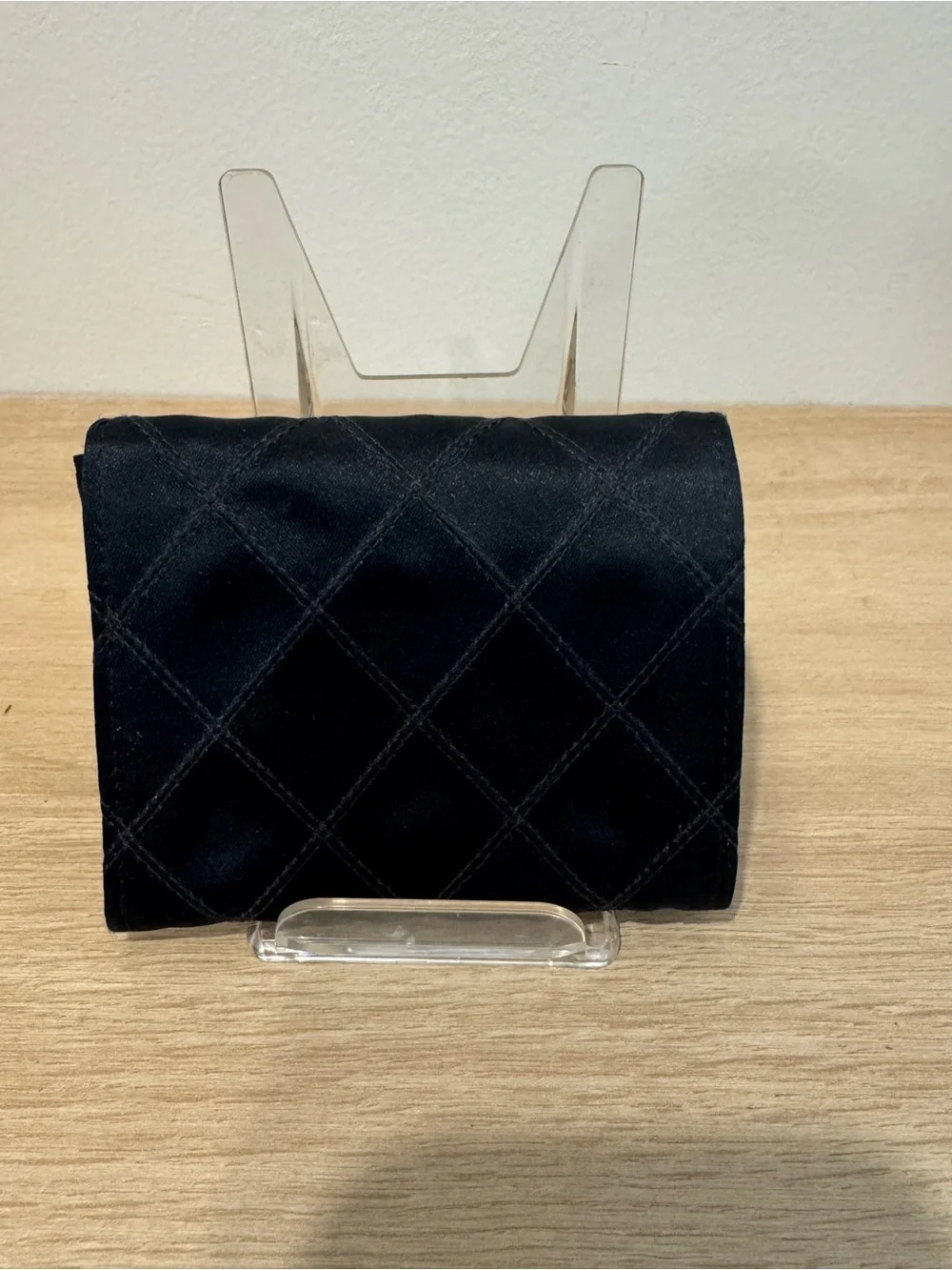 CHANEL Black Quilted Envelope Wallet with Gold CC Turnlock
